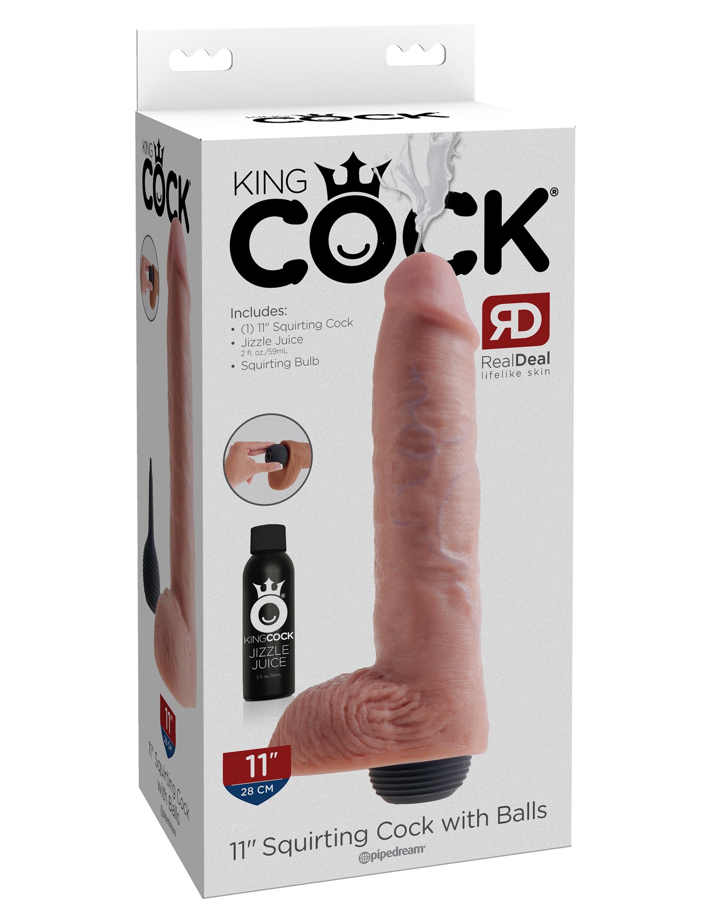 King Cock - 11 inch Squirting with balls - Light
