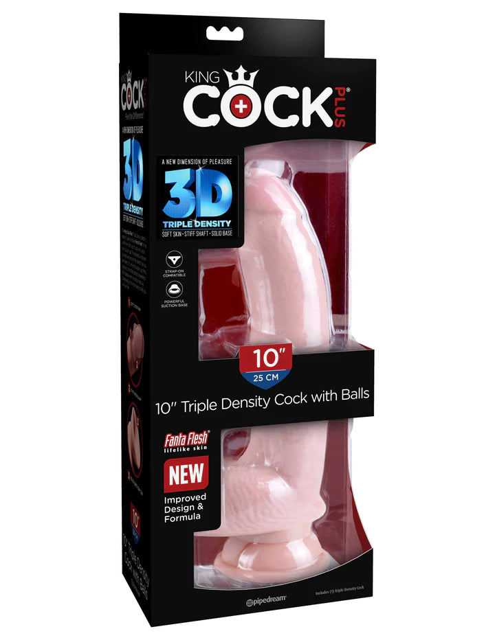 King Cock -  3D Triple Density 10 Inch With Balls - Light