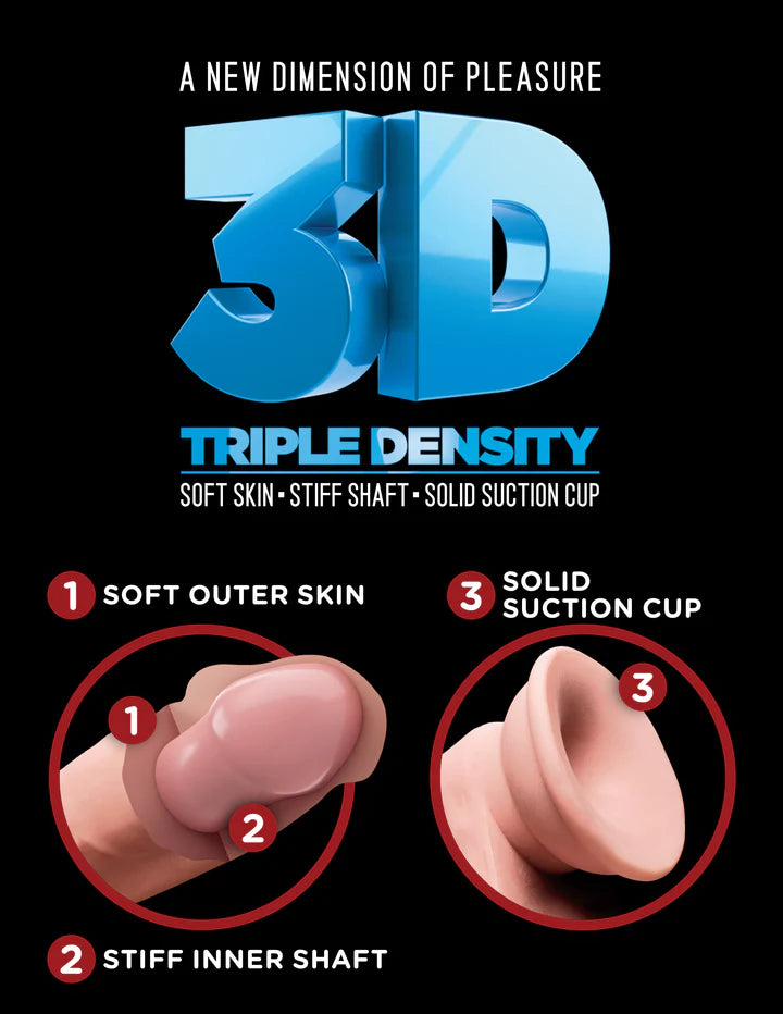 King Cock - 3D Triple Density 6.5 Inch With Balls - Caramel