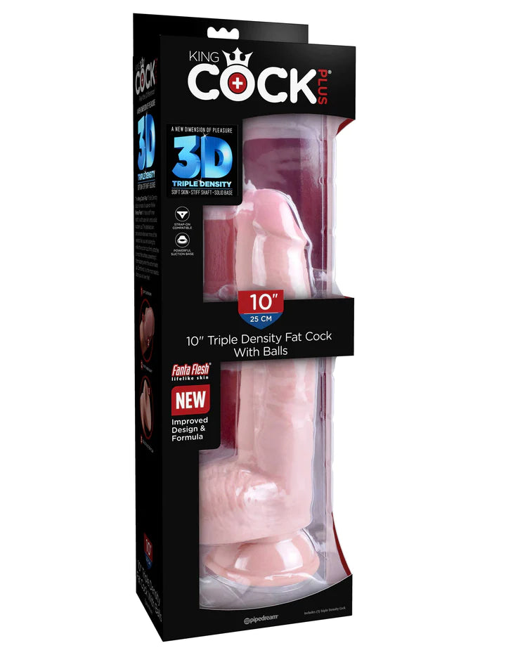 King Cock - 3D Triple Density 10 Inch Fat Cock - Light