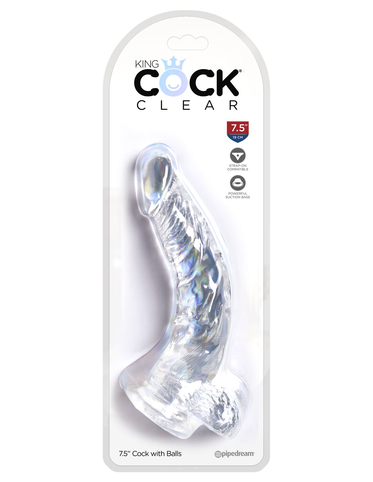 King Cock - 7.5 inch with balls - Clear