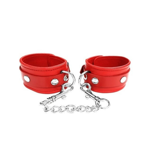 Rouge - Leather Ankle Cuffs - Red