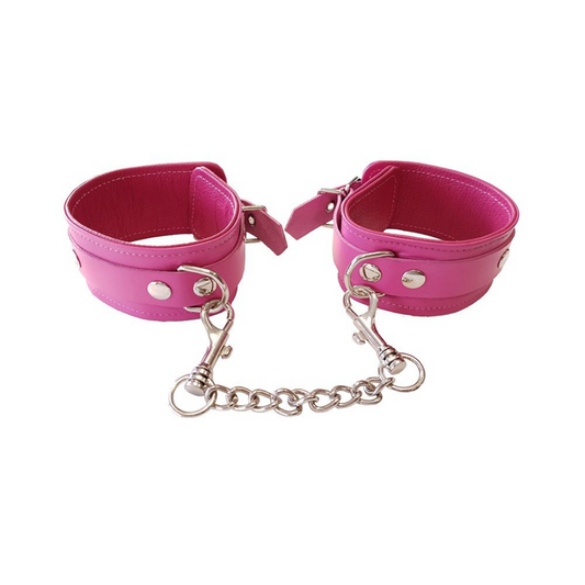 Rouge - Leather Wrist Cuffs - Pink