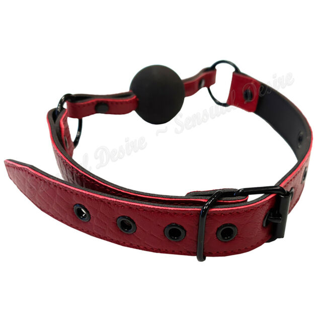 Rouge - Leather Gag with Rubber Ball - Burgundy