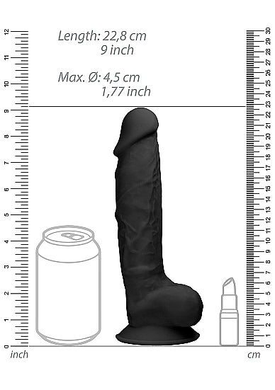 Real Rock Ultra - Silicone Dildo With Balls - 22,8 cm - Black
