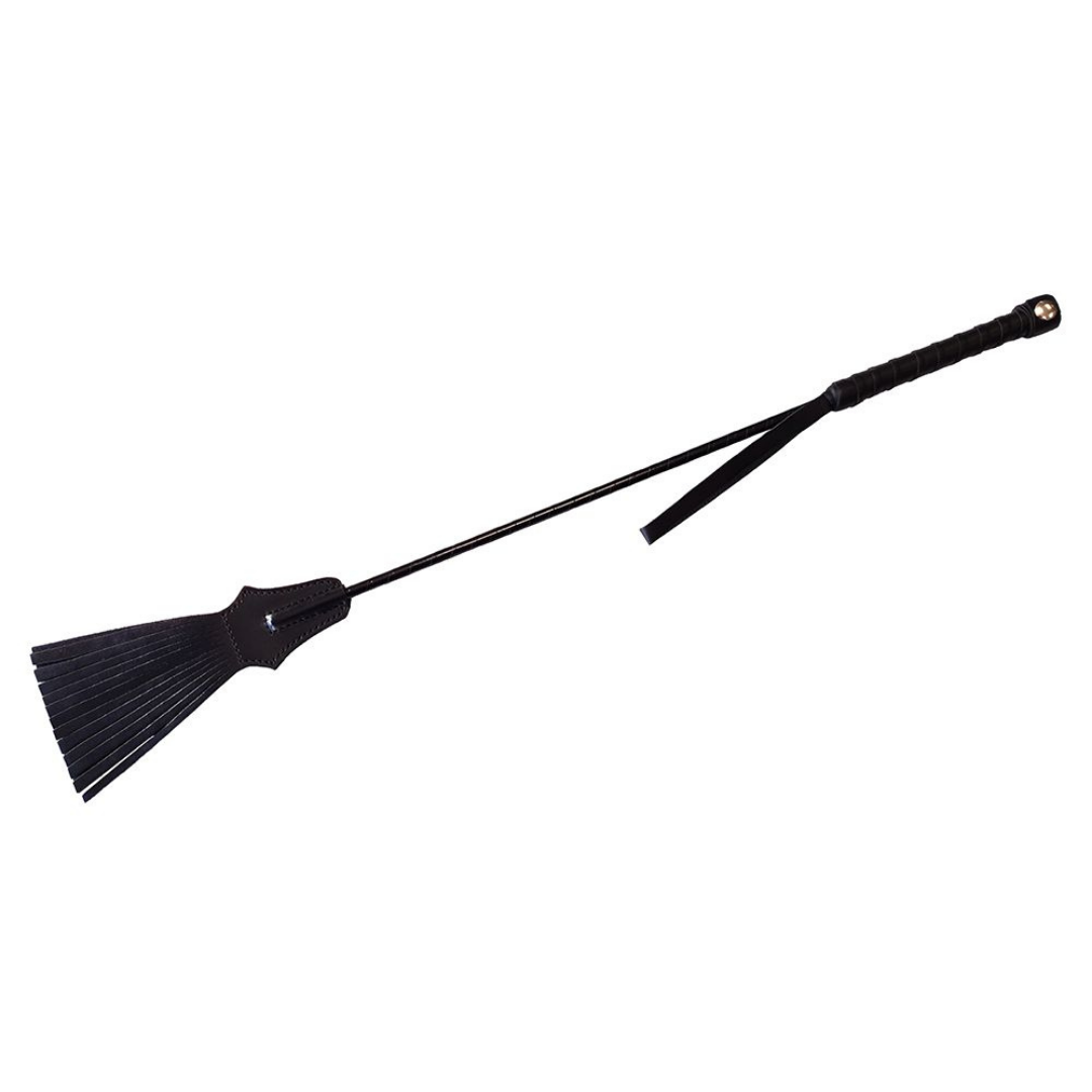 Rouge - Leather Tasselled Riding Crop - Black